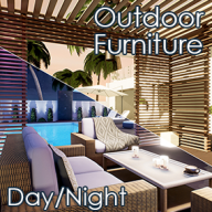 Outdoor Furniture. Day and Night Scenes